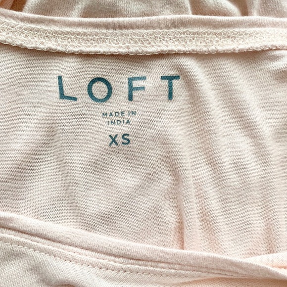 Loft Short Flutter Sleeve Blush Pink Tee XS - Picture 6 of 7